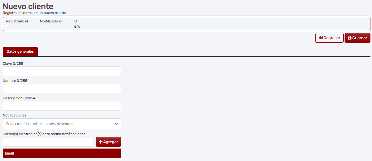 Crear un cliente nuevo
