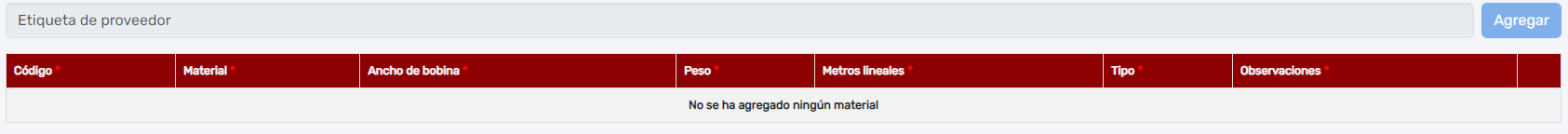 Etiqueta del proveedor