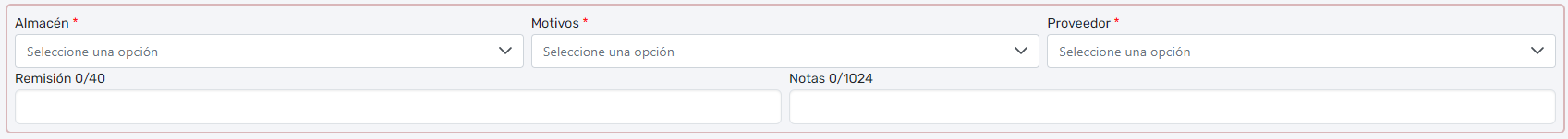 Filtros de entrada de materiales