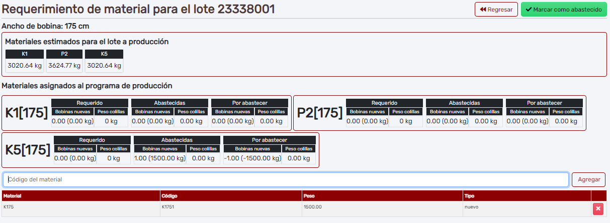 Detalle de pendientes por abastecer