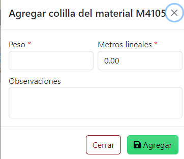 Agregar Colilla Diálogo