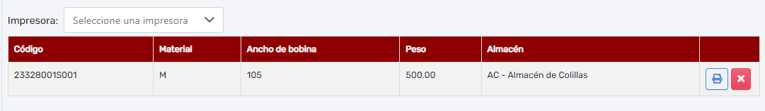 Listado para imprimir