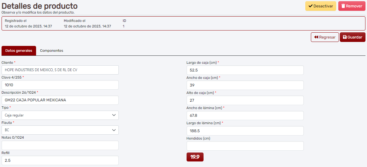 Detalle de productos