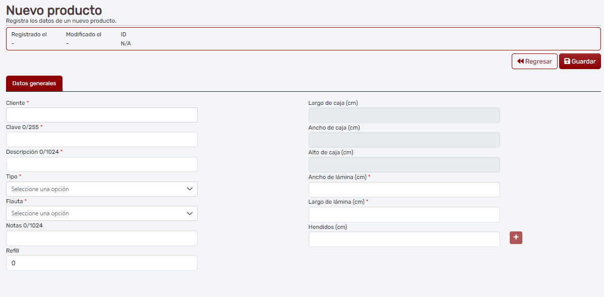 Crear nuevo producto