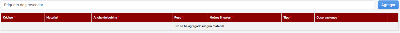 Etiqueta del proveedor